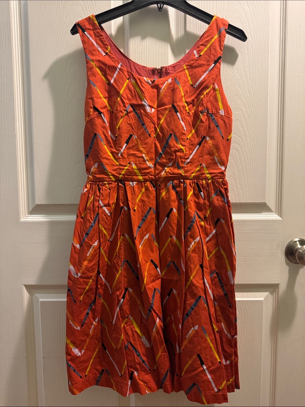Modcloth Orange Printed Sleeveless Fit-and-Flare Dress